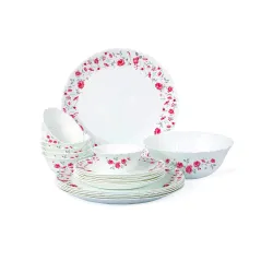 Cello Red Rose 19-Piece Opalware Dinner Set