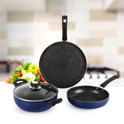 Image of Cello Regal 3 Pc Cookware Set (Tawa, Fry Pan, Kadhai)