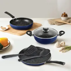 Cello Regal Set of 5 Pieces Kitchen Cookware Set, Blue