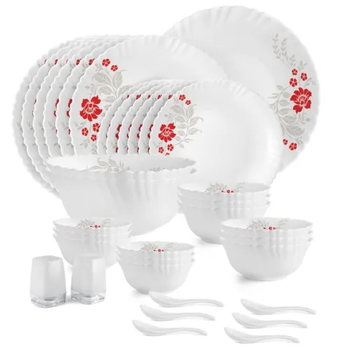 Image of CELLO Scarlet Bliss Dazzle Series Opalware Dinner Set of 35 