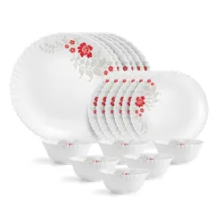 CELLO Scarlet Bliss Opalware Dinner Set (18 Pieces)