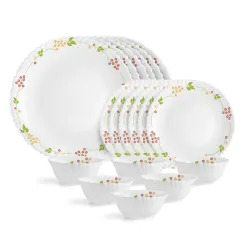 CELLO Secret Garden Dazzle Series Opalware Dinner Set of 18 Pieces for Family of 4