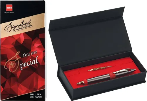 Image of Cello Signature  Designer CEL1010449 Silver Pen Set  (1 Pen with Rakhi)