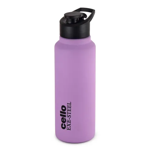 Image of Cello Solido Exe Single Walled Stainless Steel Flask, 800ml, Purple | Leak Proof & BPA Free | Wide Mouth for Easy Sips |