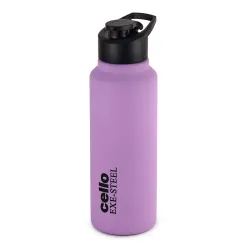 Cello Solido Exe Single Walled Stainless Steel Flask, 800ml, Purple | Leak Proof & BPA Free | Wide Mouth for Easy Sips |