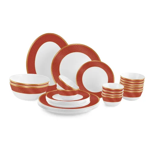 Image of Cello Solitaire Ruby Opalware Dinner Set 27-Piece