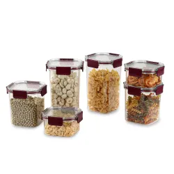 CELLO Stack Lock Fridge Containers – 6-Pcs, Airtight, BPA-Free, Maroon