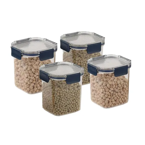 Image of CELLO Stack Lock Air Tight Containers For Kitchen Storage Set, Kitchen Organizer Fridge Container - Set of 4 x 900ml, Bl