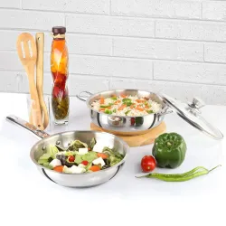 CELLO Steelox Induction Fry Pan & Kadai (3 pcs Set)