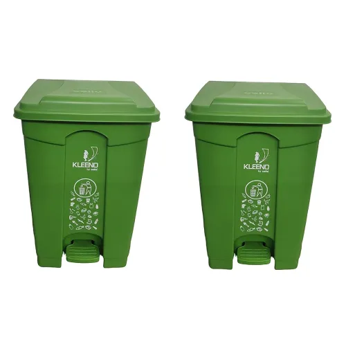 Image of Cello Strong Plastic Step-On Pedal Garbage Dustbin 60 Ltr, Green/Green (Combo)