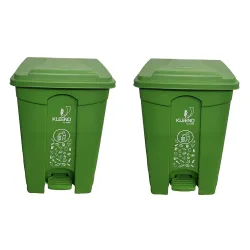 Cello Strong Plastic Step-On Pedal Garbage Dustbin 60 Ltr, Green/Green (Combo)