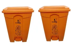 Cello Strong Plastic Step-On Pedal Garbage Dustbin 60 Ltr (Orange & Orange) Combo