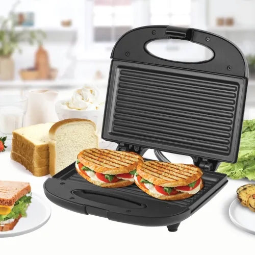 Image of cello Super Club Ultra Pro 800W Grill Sandwich Toaster with Fixed Grill Plates Grill  (Black)