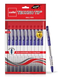 Cello Technotip Ball Pen  (Pack of 10, Ink Color - Blue, Clear)