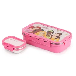 CELLO Thermo Click Toons Big | 100% Food Grade | Leak Proof & Break Resistant | 2 Containers Lunch Box, 1024 ml, Pink