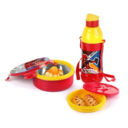 Image of CELLO Tiffy Spiderman Gift Set Tiffin Box 460 ml, Water Bottle 400 ml