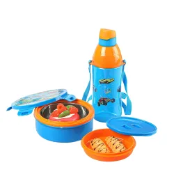CELLO Tiffy Hotwheelz Lunch Box & Bottle Set (Blue & Orange)