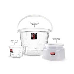 Cello Transparent & Transparent 3 piece Textured Plastic Bath Accessories Set