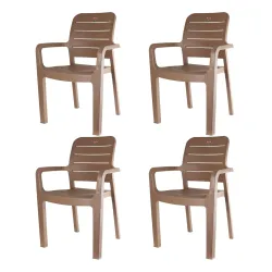 CELLO Trident Chair Set of 4, Marble Beige