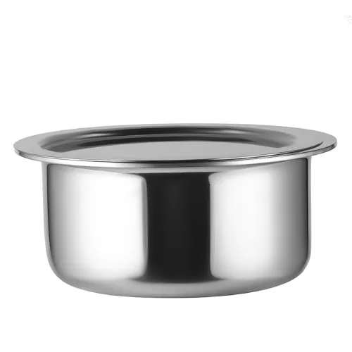 Image of Cello Tri-Ply 14 cm Stainless Steel Cookware Tope with Lid 1 LTR | Tri-Ply Bottom Tope with SS Lid | Induction and Gas S