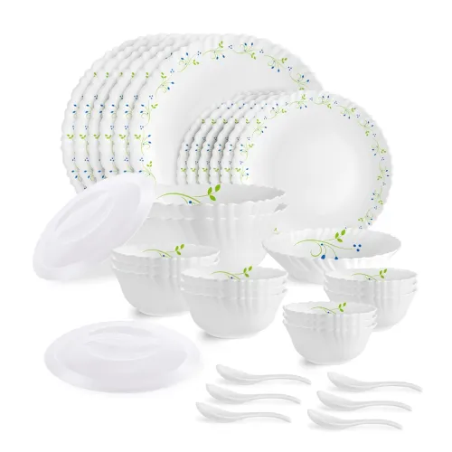 Image of CELLO Tropical Lagoon Dazzle Series Opalware Dinner Set of 35 Pieces 