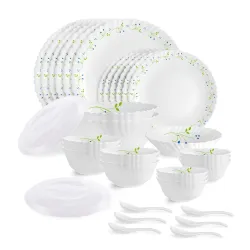 CELLO Tropical Lagoon Dazzle Series Opalware Dinner Set of 35 Pieces 