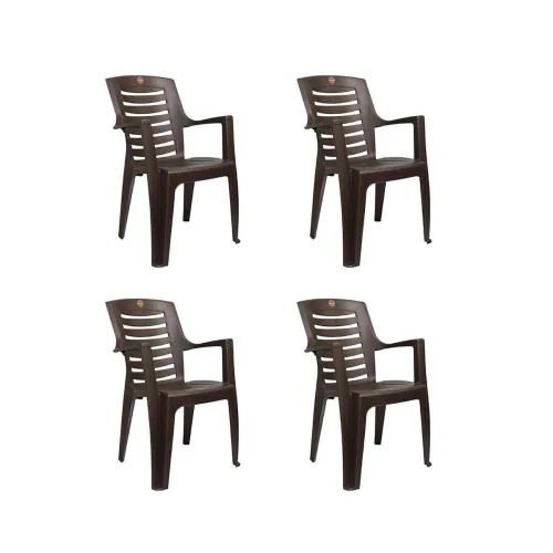 Image of Cello Ultramatt Plastic Full Back Armchair, Set of 4(Pearl Brown)