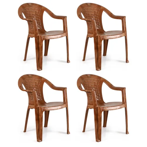 Image of Cello Unique Chair Set of 4, Sandalwood | Unbreakable, Durable & Strong |Blended PP Material, Easy to Clean |Plastic Cha