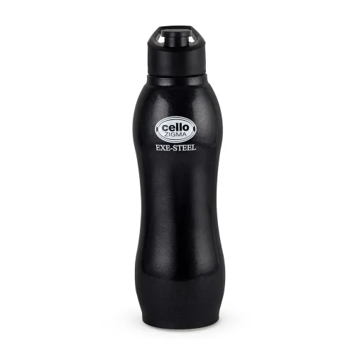 Image of Cello Zigma Single Wall Stainless Steel Water Bottle, 1000ml, Black 