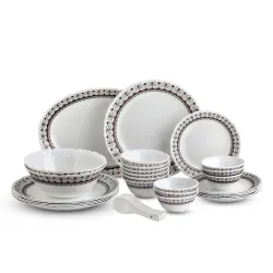 CELLO Lumina Imperial Plus Series Opalware Dinner Set of 33 Pieces For Family of 6 | Bone-Ash Free & Leadfree Opal Glass Microwave & Dishwasher Safe Crockery Plates & Bowls Set For Daily Use...