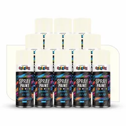 Cellux 2X Ultra Cover Ivory Spray Paint | DIY, Quick Drying with Glossy Finish for Metal, Wood, Wall & Other Surfaces - 400 ML - Pack of 12 Spray Paints