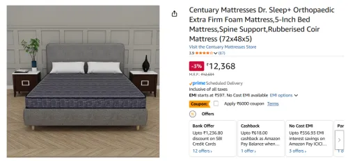 Image of Centuary Mattresses Dr. Sleep+ Orthopaedic Extra Firm Foam Mattress