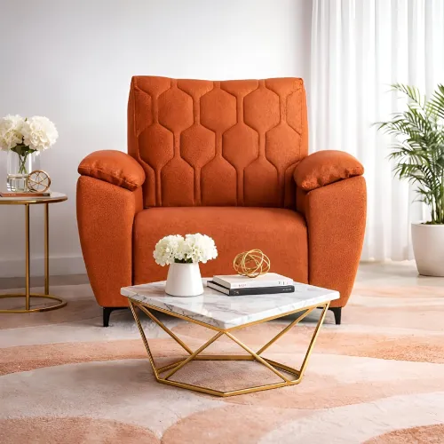 Image of Centuary Sleepables Modena Premium Quilted Suede Fabric Sofa Brown