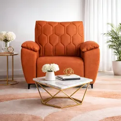 Centuary Sleepables Modena Premium Quilted Suede Fabric Sofa Brown