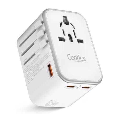 Image of Ceptics TravelAdapter 4 in 1 65W Universal Travel Adapter with Type C - India to International Travel Adapter Plug Socke