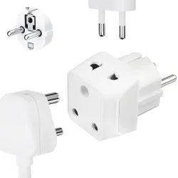 Ceptics Europe Travel Adapter - 2 in 1 France Germany Adapter Compatible with Smartphone - Type E/F - CE Certified & RoHS Compliant – White - 1 Pack