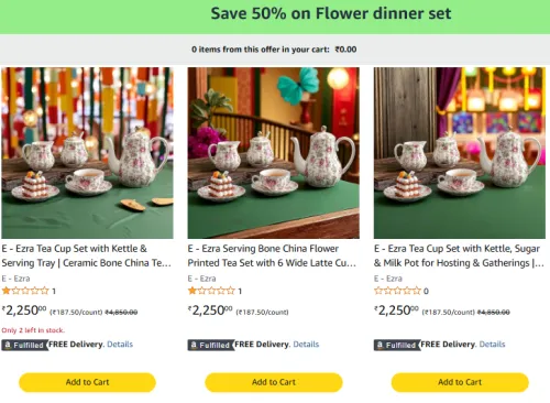 Image of Ceramic Bone China 15Pc Tea Set @ ₹1125