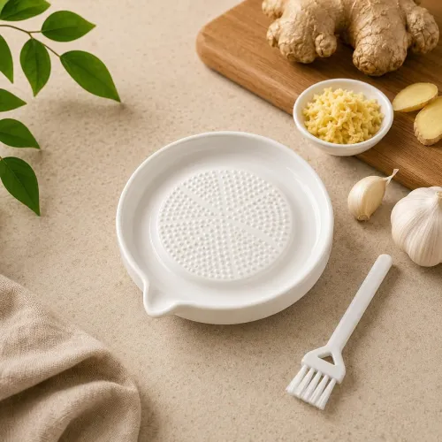 Image of Ceramic Handheld Ginger Garlic Grater Mini Mortar Spice Tool Kitchen Zester
