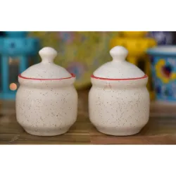 Ceramic Pickle Jar Set with Lid, Dining Table Pickles Containers white jars (white jar), 200 Ml