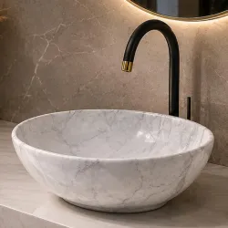 Ceramic Tabletop Wash Basin – Glossy Bowl Shape Countertop Vessel Sink