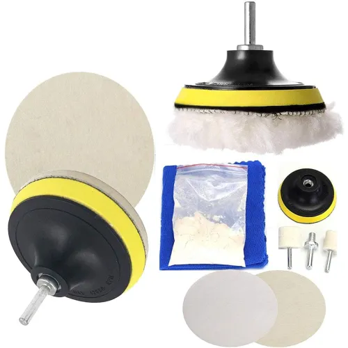 Image of DIY Crafts Buffing & Polishing Accessories Glass Scrach Remover Polishing Set 70grm Cerium Oxide Powder+Felt Wheel + Dis