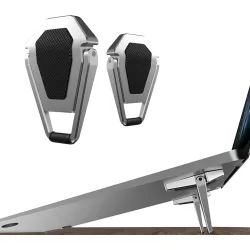 CERLINK Mini Laptop Stand for Desk Holder Computer Portable Foldable Adjustable Notebook Stands, Aluminium Metal MacBook Stand, Compatible with 10-15.6 Inch Laptops, iPad-Silver (Pack of 2)