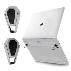 CERLINK Portable Invisible Laptop Riser Stand | Mini Aluminum Cooling Pad, Lightweight Laptop Desk Stand for MacBook, Lenovo, Dell, HP & Other Laptops (Silver)