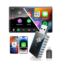CEROAN 2-in-1 Wireless CarPlay Adapter & Android Auto Wireless Adapter for Cars - Convert Wired to Wireless with Bluetoo