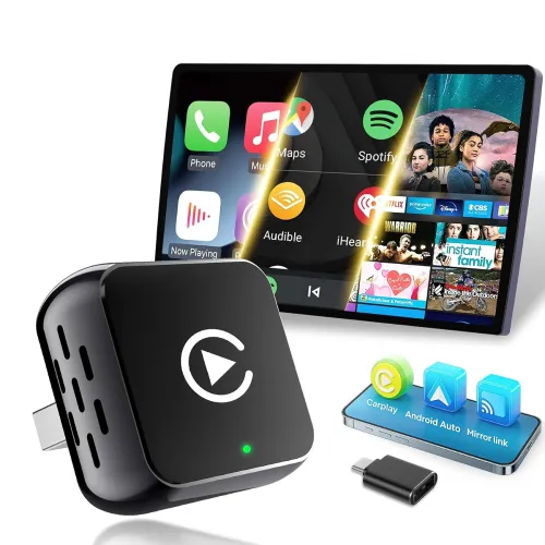 Image of CEROAN 4-in-1 Wireless Carplay & Mirror Link Adapter with Bluetooth 5.3 