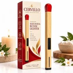 CERVELLO Long Handle Butane Gas Lighter with Refillable Design and Adjustable Flame Control, Multipurpose Ignition Lighter for Kitchen Stove, Candles, BBQ, Camping and Outdoor Use