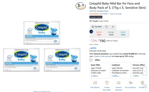 Image of Cetaphil Baby Mild Bar for Face Pack of 3