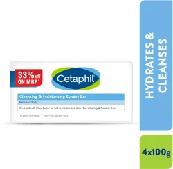 Cetaphil Cleansing Moisturizing Syndet Bar  (4 x 100 g)