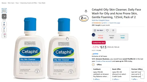Image of Cetaphil Oily Skin Cleanser 125ml, Pack of 2