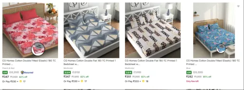 Image of Cg Homes Bedsheets at minimum 80% Discount